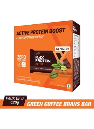 RiteBite Max Protein Active Green Coffee Beans Bars 420g - Pack of 6 (70g x 6)